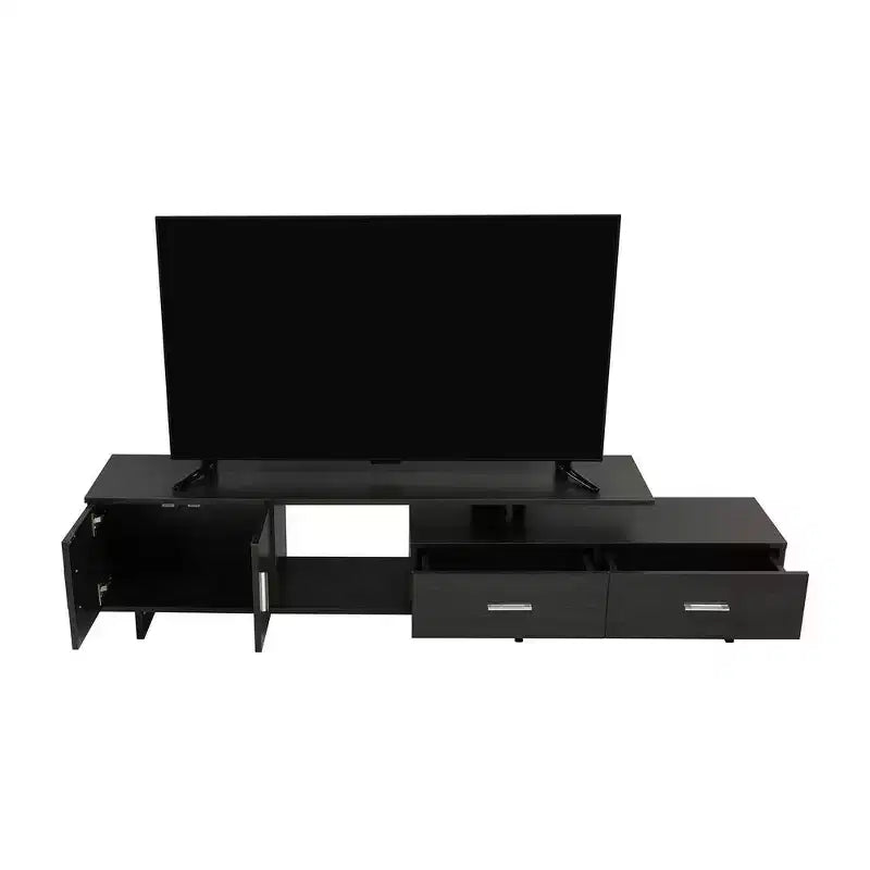 Meuble TV LeisureMod Avery Collection avec cadre en bois MDF et pieds en acier thermolaqué avec rangement Centre de divertissement multimédia moderne, salon