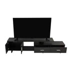 Meuble TV LeisureMod Avery Collection avec cadre en bois MDF et pieds en acier thermolaqué avec rangement Centre de divertissement multimédia moderne, salon