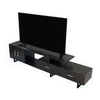 Meuble TV LeisureMod Avery Collection avec cadre en bois MDF et pieds en acier thermolaqué avec rangement Centre de divertissement multimédia moderne, salon