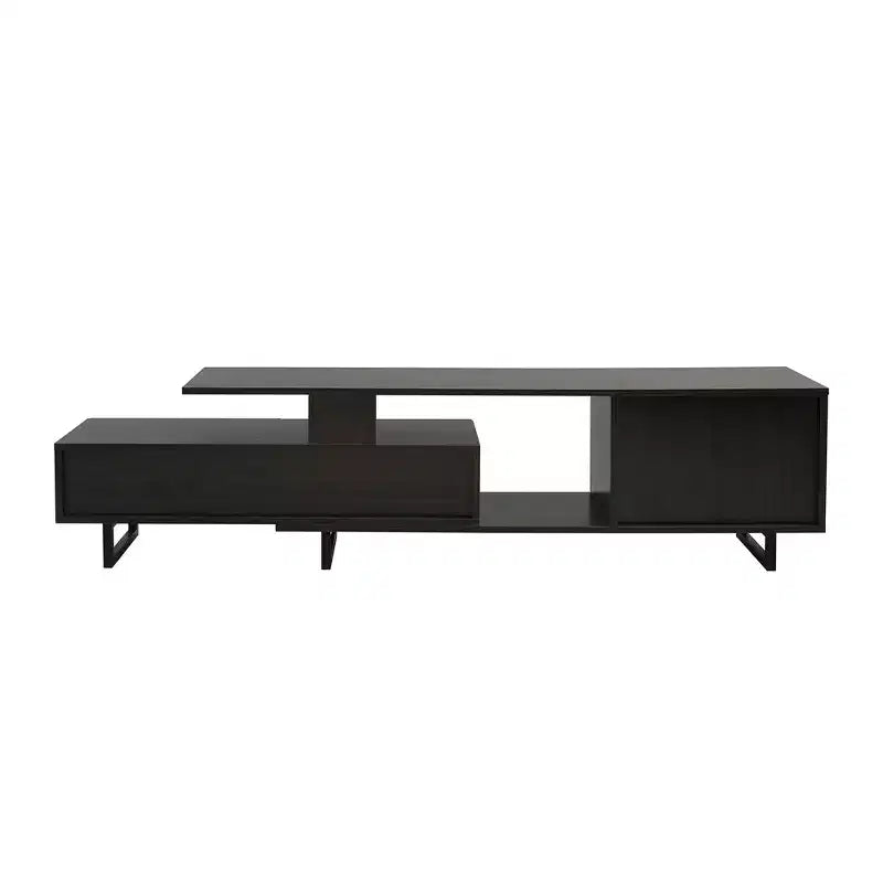 Meuble TV LeisureMod Avery Collection avec cadre en bois MDF et pieds en acier thermolaqué avec rangement Centre de divertissement multimédia moderne, salon