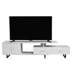 Meuble TV LeisureMod Avery Collection avec cadre en bois MDF et pieds en acier thermolaqué avec rangement Centre de divertissement multimédia moderne, salon