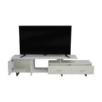 Meuble TV LeisureMod Avery Collection avec cadre en bois MDF et pieds en acier thermolaqué avec rangement Centre de divertissement multimédia moderne, salon