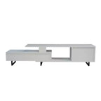 Meuble TV LeisureMod Avery Collection avec cadre en bois MDF et pieds en acier thermolaqué avec rangement Centre de divertissement multimédia moderne, salon