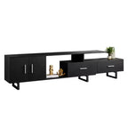 Meuble TV LeisureMod Avery Collection avec cadre en bois MDF et pieds en acier thermolaqué avec rangement Centre de divertissement multimédia moderne, salon