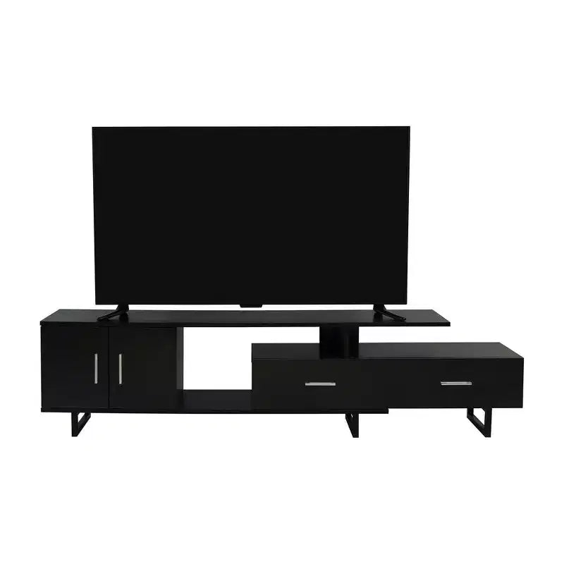 Meuble TV LeisureMod Avery Collection avec cadre en bois MDF et pieds en acier thermolaqué avec rangement Centre de divertissement multimédia moderne, salon