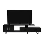 Meuble TV LeisureMod Avery Collection avec cadre en bois MDF et pieds en acier thermolaqué avec rangement Centre de divertissement multimédia moderne, salon