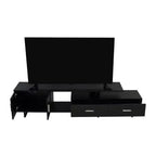 Meuble TV LeisureMod Avery Collection avec cadre en bois MDF et pieds en acier thermolaqué avec rangement Centre de divertissement multimédia moderne, salon