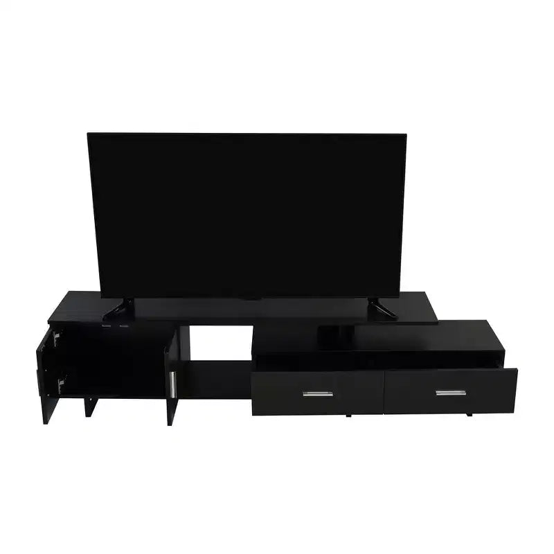 Meuble TV LeisureMod Avery Collection avec cadre en bois MDF et pieds en acier thermolaqué avec rangement Centre de divertissement multimédia moderne, salon