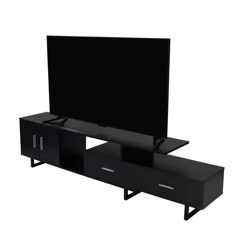 Meuble TV LeisureMod Avery Collection avec cadre en bois MDF et pieds en acier thermolaqué avec rangement Centre de divertissement multimédia moderne, salon