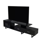 Meuble TV LeisureMod Avery Collection avec cadre en bois MDF et pieds en acier thermolaqué avec rangement Centre de divertissement multimédia moderne, salon