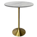 Leisuremod Verve 27 Round Bar Height Dining Table - Modern Resin Top with Brushed Gold Pedestal Base Counter Height Table for Kitchen, Home, and Pub