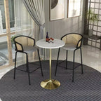 Table de salle à manger ronde Leisuremod Verve 27 à hauteur de bar - Table à hauteur de comptoir moderne avec plateau en résine et base piédestal en or brossé pour cuisine, maison et bar