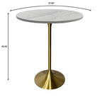 Table de salle à manger ronde Leisuremod Verve 27 à hauteur de bar - Table à hauteur de comptoir moderne avec plateau en résine et base piédestal en or brossé pour cuisine, maison et bar