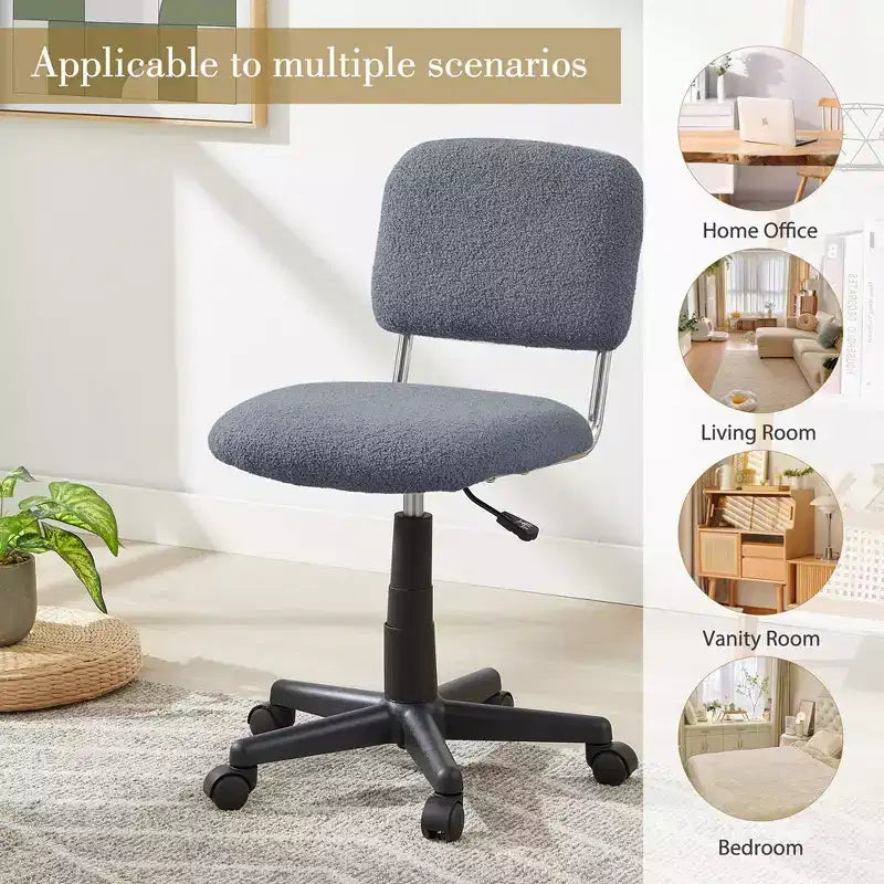 Chaise de bureau à domicile sans accoudoirs VECELO Comfy, réglable en hauteur et pivotante