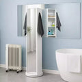 Evideco French Home Goods White Rotating Bathroom Storage Cabinet Swivel Tower Cabinet Organizer with Mirror