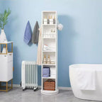 Evideco Articles ménagers français Meuble de rangement de salle de bain blanc rotatif Tour pivotante Meuble de rangement avec miroir
