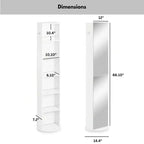 Evideco Articles ménagers français Meuble de rangement de salle de bain blanc rotatif Tour pivotante Meuble de rangement avec miroir