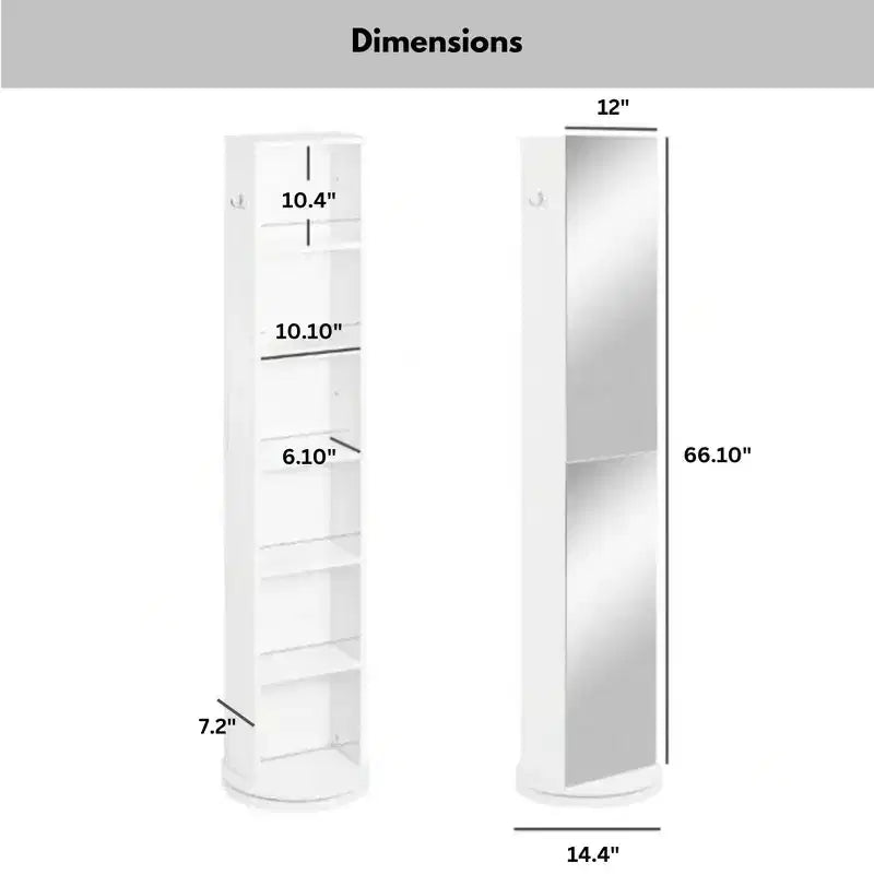 Evideco Articles ménagers français Meuble de rangement de salle de bain blanc rotatif Tour pivotante Meuble de rangement avec miroir