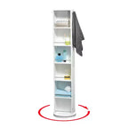 Evideco Articles ménagers français Meuble de rangement de salle de bain blanc rotatif Tour pivotante Meuble de rangement avec miroir
