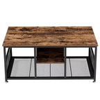 VECELO Table basse rectangulaire de 100,0 cm avec étagère de rangement, meuble TV industriel