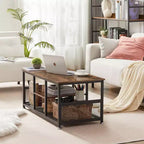 VECELO Table basse rectangulaire de 100,0 cm avec étagère de rangement, meuble TV industriel