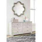 Commode à 6 tiroirs Paxberry Boho de Signature Design by Ashley, finition blanchie