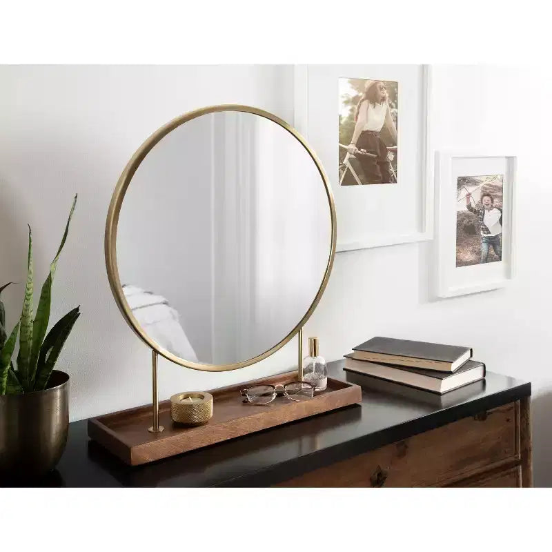 Miroir de table rond Maxfield 18 x 22 de Kate & Laurel All Things Decor