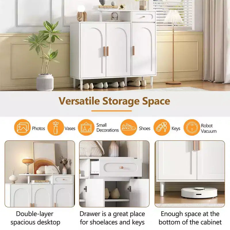 Meuble à chaussures moderne avec portes, meuble de rangement en bois avec étagères réglables, organisateur de chaussures pour entrée, couloir, salon