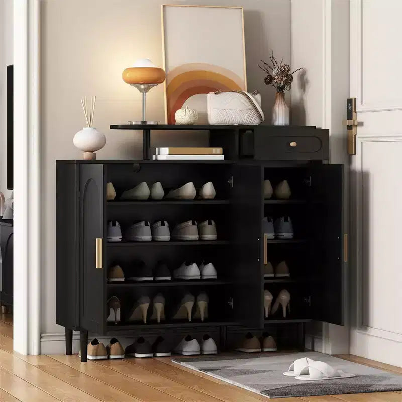 Meuble à chaussures moderne avec portes, meuble de rangement en bois avec étagères réglables, organisateur de chaussures pour entrée, couloir, salon