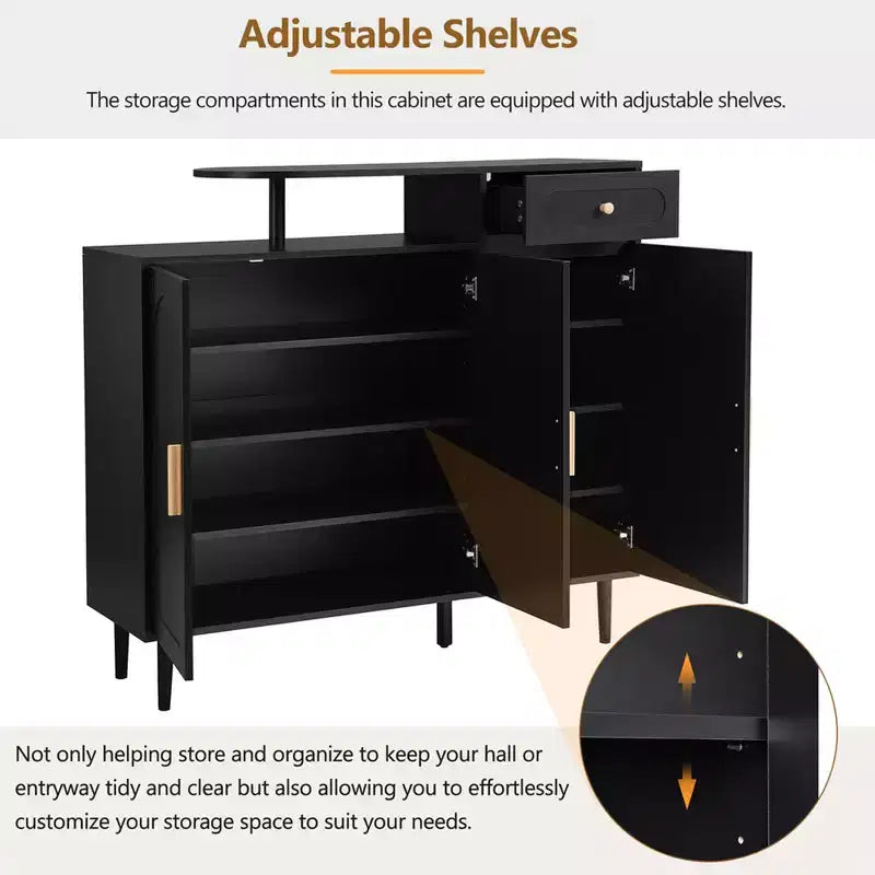 Meuble à chaussures moderne avec portes, meuble de rangement en bois avec étagères réglables, organisateur de chaussures pour entrée, couloir, salon