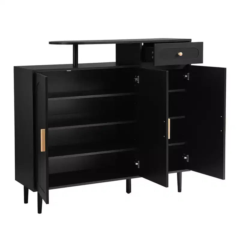 Meuble à chaussures moderne avec portes, meuble de rangement en bois avec étagères réglables, organisateur de chaussures pour entrée, couloir, salon