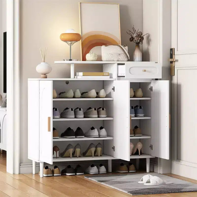 Meuble à chaussures moderne avec portes, meuble de rangement en bois avec étagères réglables, organisateur de chaussures pour entrée, couloir, salon