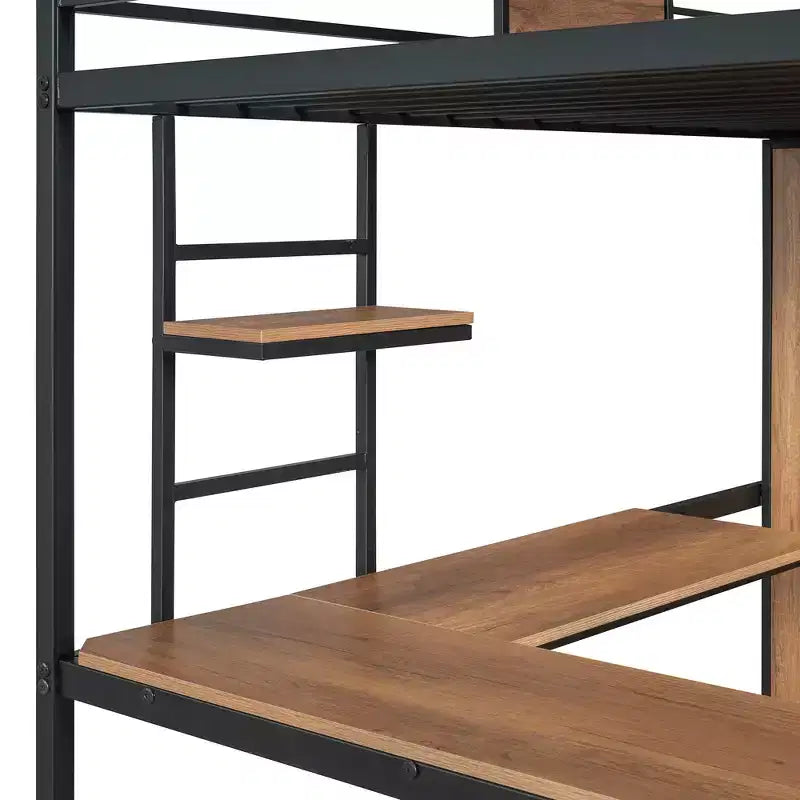 Lit mezzanine une place avec bureau en L et armoire 4B - ModernLuxe