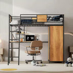 Lit mezzanine une place avec bureau en L et armoire 4B - ModernLuxe