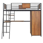 Lit mezzanine une place avec bureau en L et armoire 4B - ModernLuxe