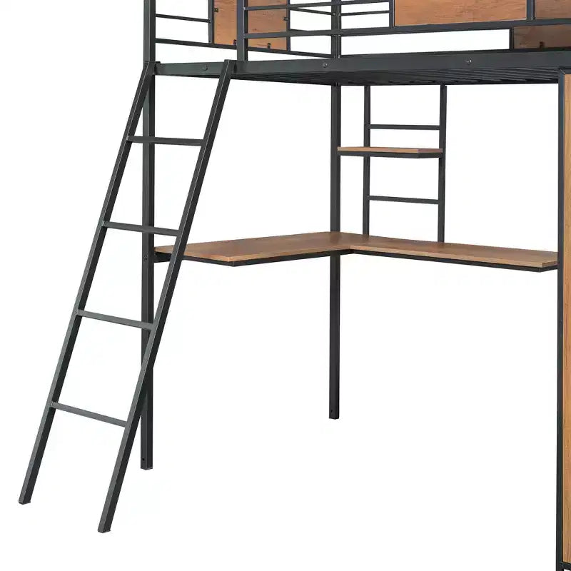 Lit mezzanine une place avec bureau en L et armoire 4B - ModernLuxe