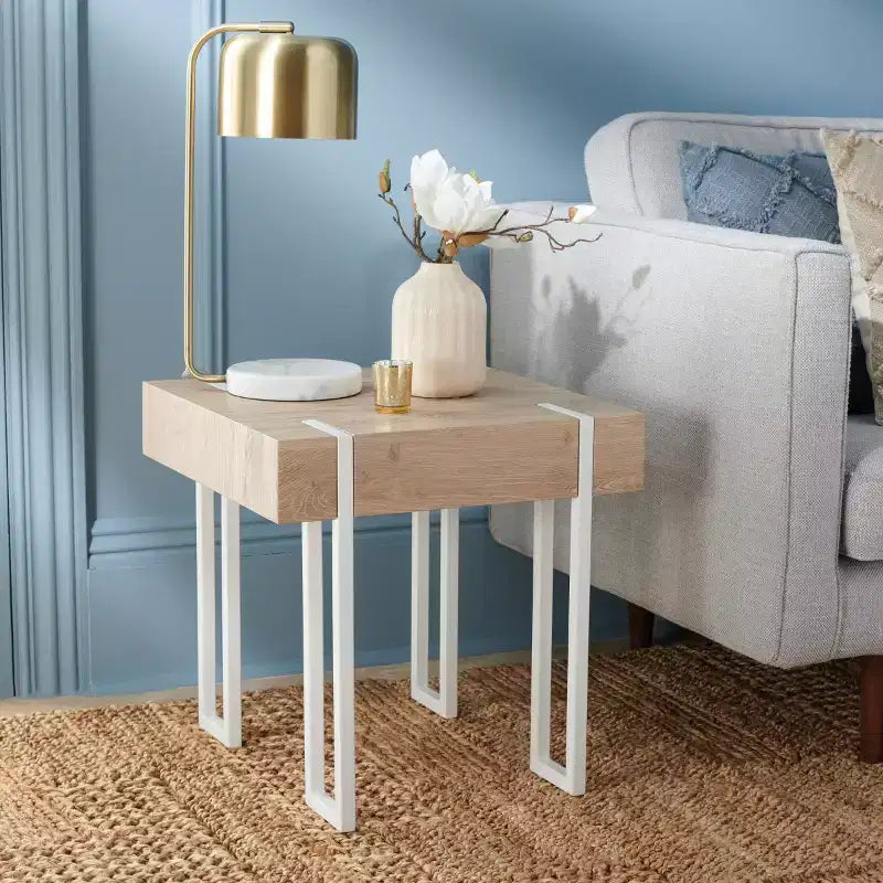 Table d'appoint Aberton - ACC7002 - Naturel/Blanc - Safavieh