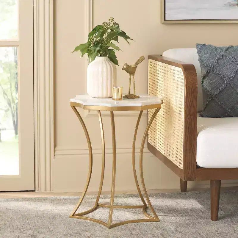 Table d'appoint Starbella - FOX5526A - Blanc/Or - Safavieh Couture