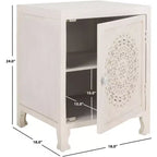Table de nuit Regius 2 étagères 1 porte - NST5305 - Blanc vieilli - Safavieh