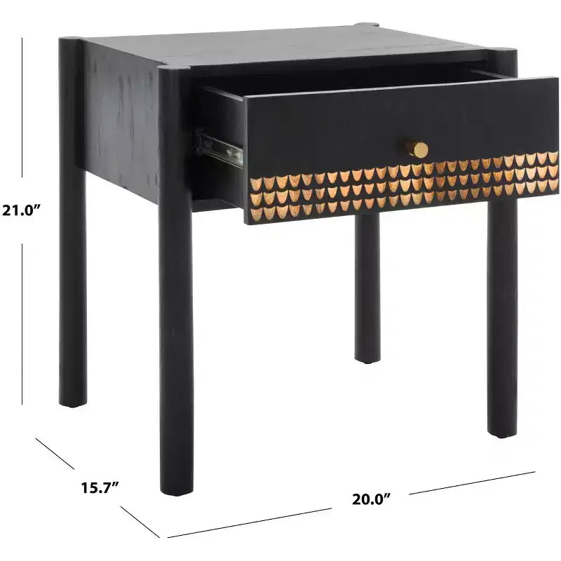 Table de chevet 1 tiroir Errington - NST9011 - Noir/Naturel - Safavieh