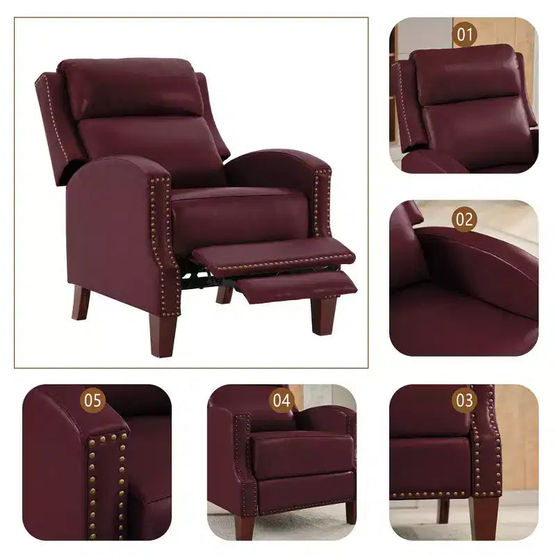 Fauteuil inclinable Hyleory en similicuir avec rivets, fauteuil de salon, canapé simple