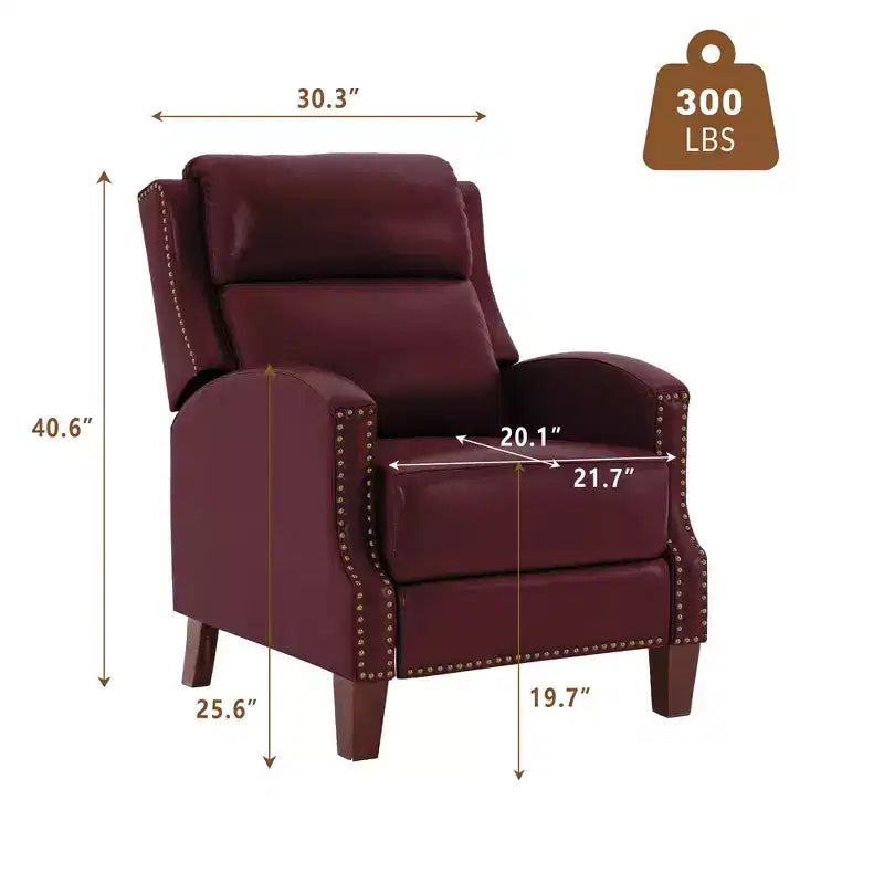 Fauteuil inclinable Hyleory en similicuir avec rivets, fauteuil de salon, canapé simple