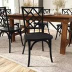 Merrick Lane Lot de 2 chaises de salle à manger en bois massif avec design empilable, dossier orné et finition élégante