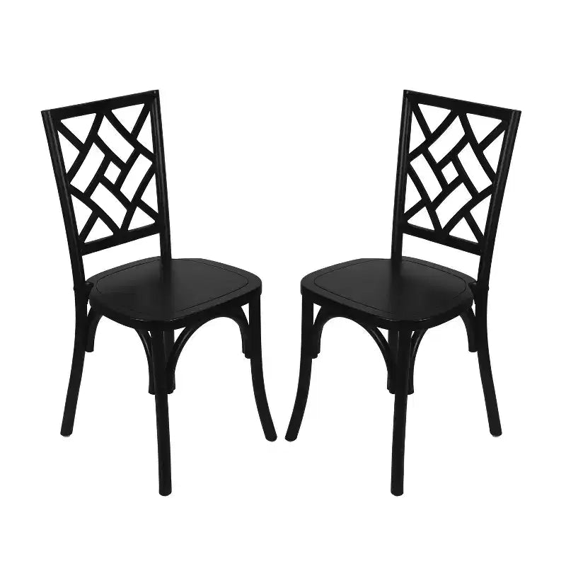Merrick Lane Lot de 2 chaises de salle à manger en bois massif avec design empilable, dossier orné et finition élégante