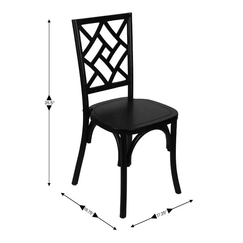 Merrick Lane Lot de 2 chaises de salle à manger en bois massif avec design empilable, dossier orné et finition élégante