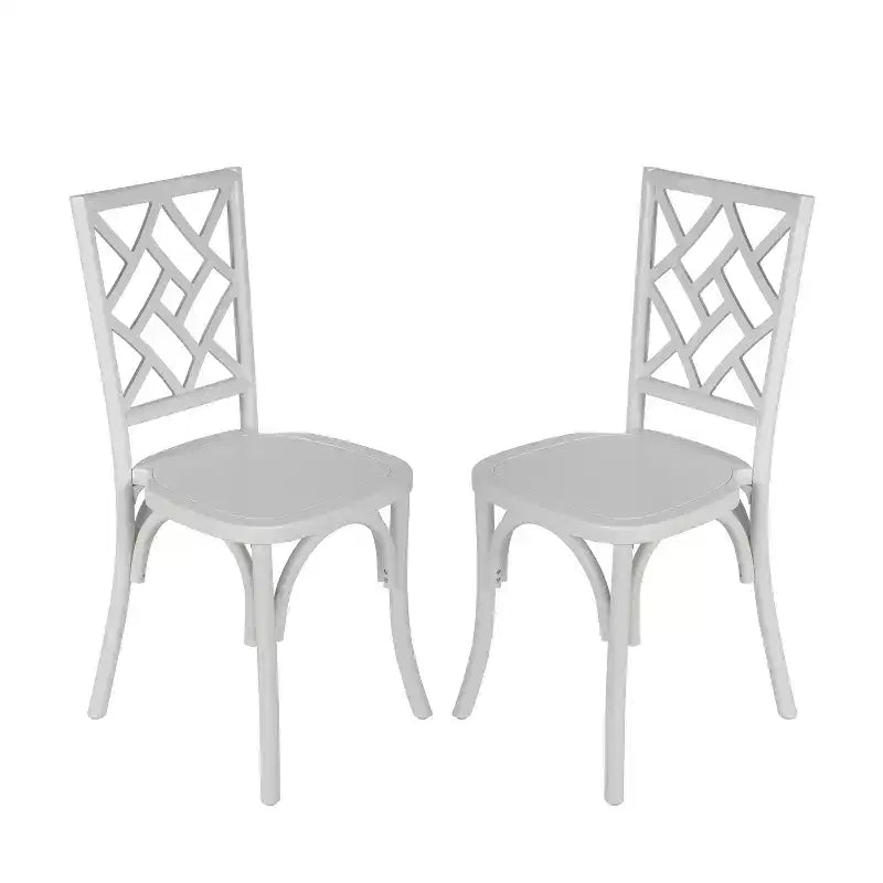 Merrick Lane Lot de 2 chaises de salle à manger en bois massif avec design empilable, dossier orné et finition élégante
