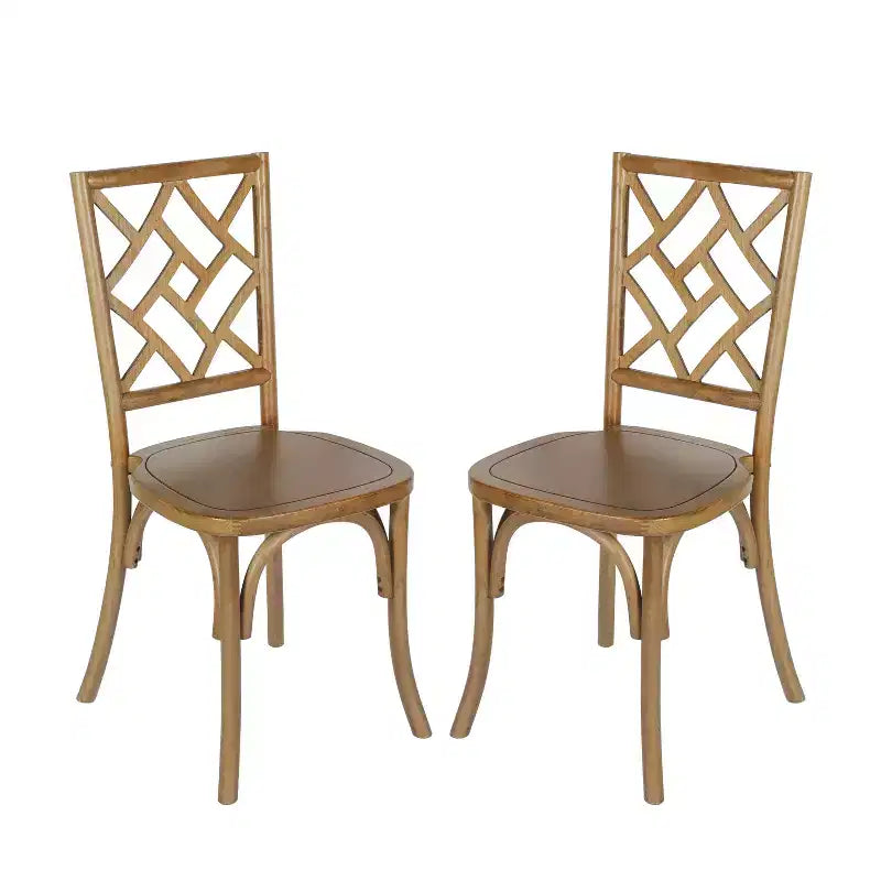 Merrick Lane Lot de 2 chaises de salle à manger en bois massif avec design empilable, dossier orné et finition élégante