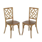 Merrick Lane Lot de 2 chaises de salle à manger en bois massif avec design empilable, dossier orné et finition élégante