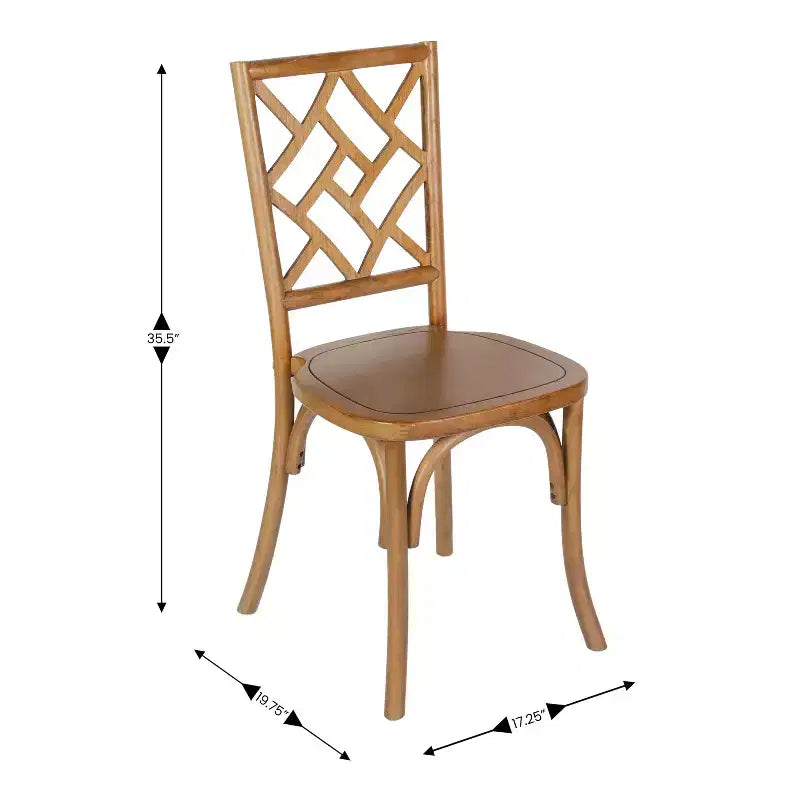 Merrick Lane Lot de 2 chaises de salle à manger en bois massif avec design empilable, dossier orné et finition élégante