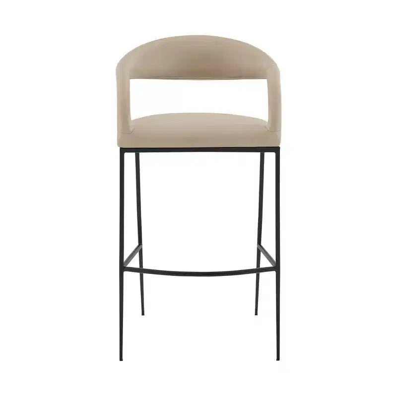 Tabouret de bar Armen Living Ramona en fer et similicuir, hauteur comptoir, 66 cm